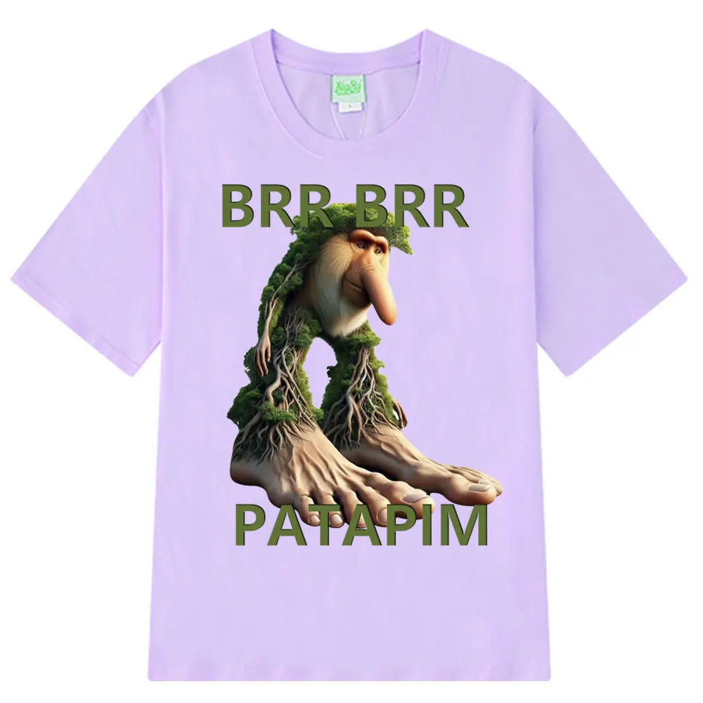 Brr Brr Patapim T Shirt Funny Italian Brainrot Meme Graphic T-shirt Men Women Summer 100% Cotton Cozy Soft O-Neck T-shirts Tops