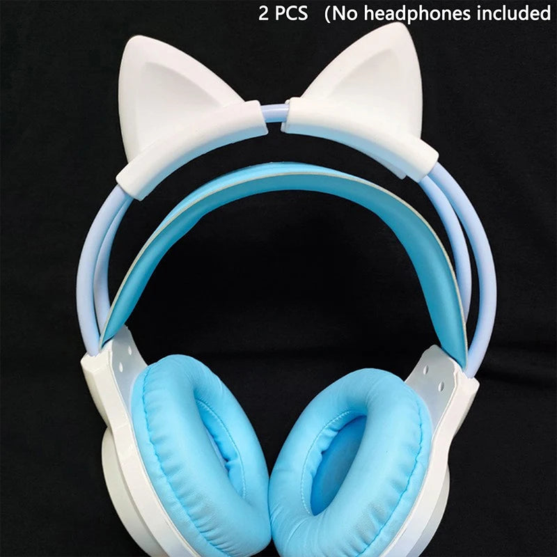 2 Pieces Cat Ear For Earphone Gaming Headsets Attachment Stereo Headset Decoration Lightweight Silicone Pendant