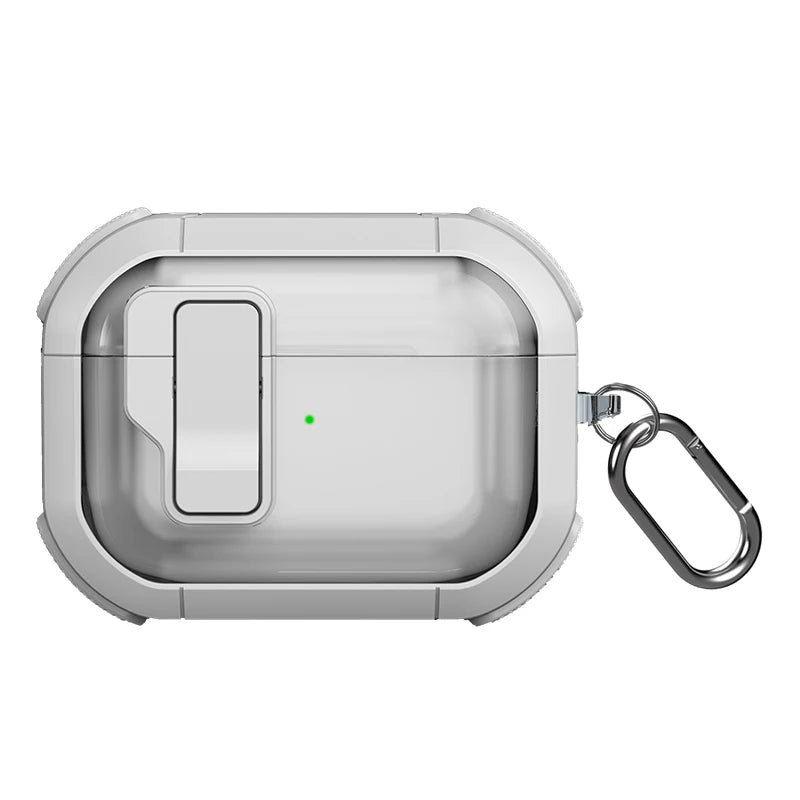 Automatic Switch Safety Lock Case For Airpods 4 For Airpods Pro 2 3 1 case Shockproof Transparent Earphone Case with hook