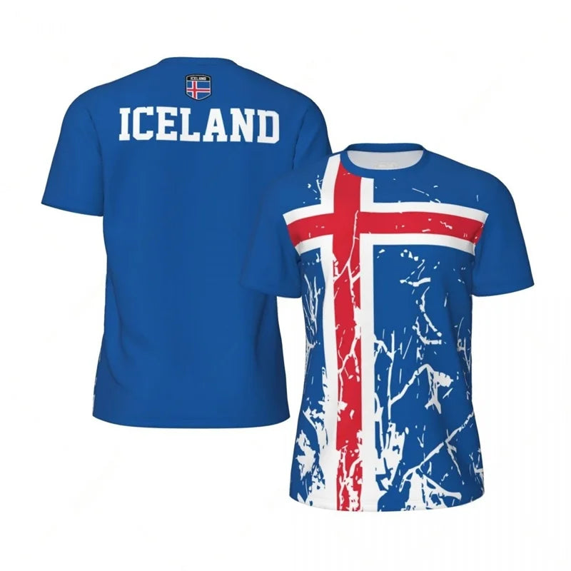 Fashion Iceland T-shirt For Men Clothes Loose Short Sleeve Summer Sports Fitness Tee Shirt Cool 3D Printed Football T Shirts