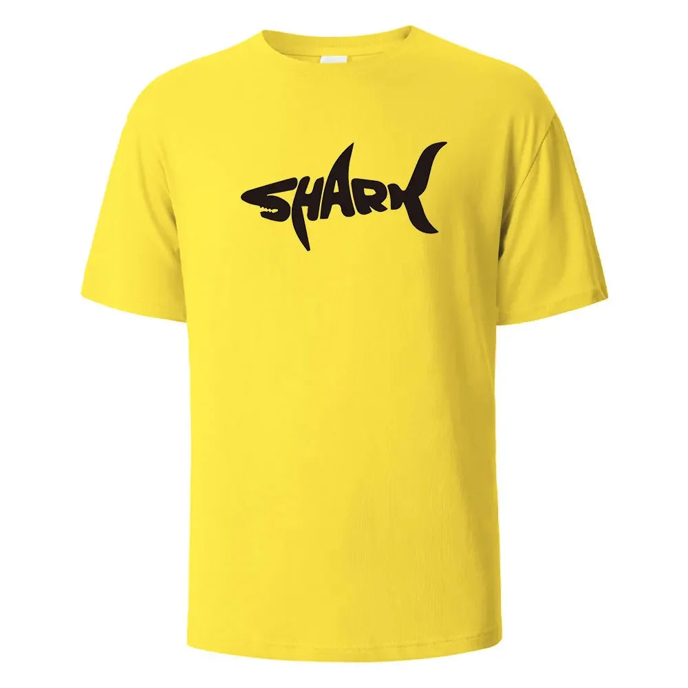 Shark Print T-Shirt 100% Cotton Summer Tees For Men Women Oversize Casual Tops