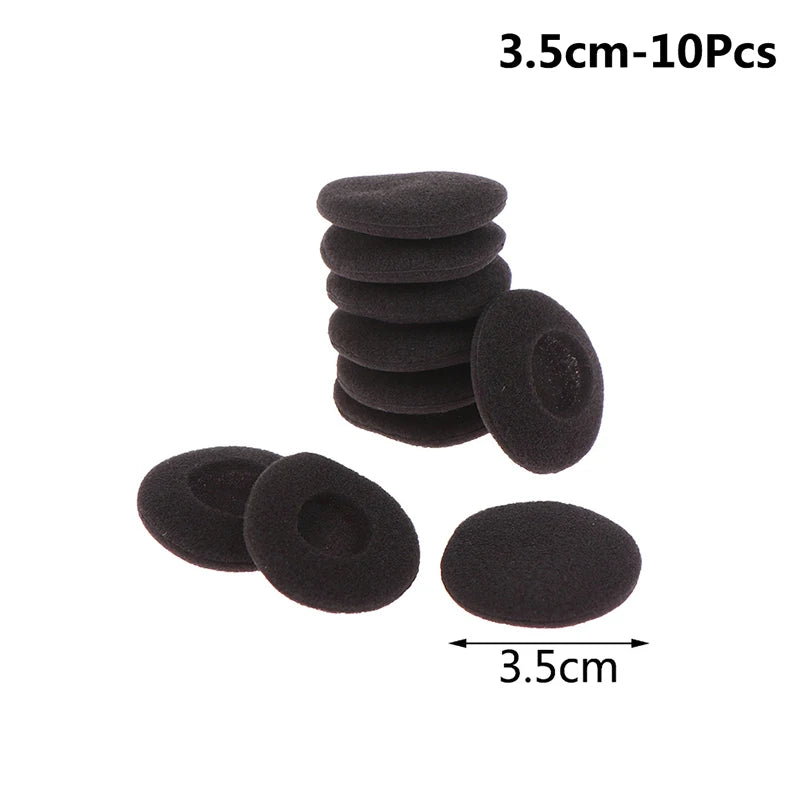 10pcs 3.5/4.5/5.5/6cm Black Foam Ear Pads Protection Thicken Sponge Replacement Cushions Covers Earphones for Headphones