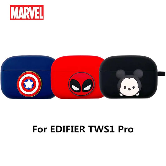 Cartoon Disney Marvel Earphone Case For EDIFIER TWS1 Pro Soft Silicone Wireless Bluetooth Earphone Protective Cover With Lanyard