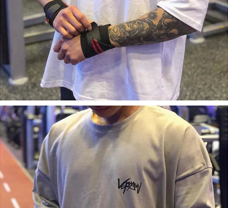 New Men's T Shirt Gym Bodybuilding Clothing Short Sleeve Men Fashion Casual For Male Tops Fitness Oversized Sweatshirt