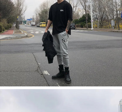 New Men's T Shirt Gym Bodybuilding Clothing Short Sleeve Men Fashion Casual For Male Tops Fitness Oversized Sweatshirt