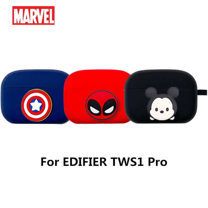 Cartoon Disney Marvel Earphone Case For EDIFIER TWS1 Pro Soft Silicone Wireless Bluetooth Earphone Protective Cover With Lanyard