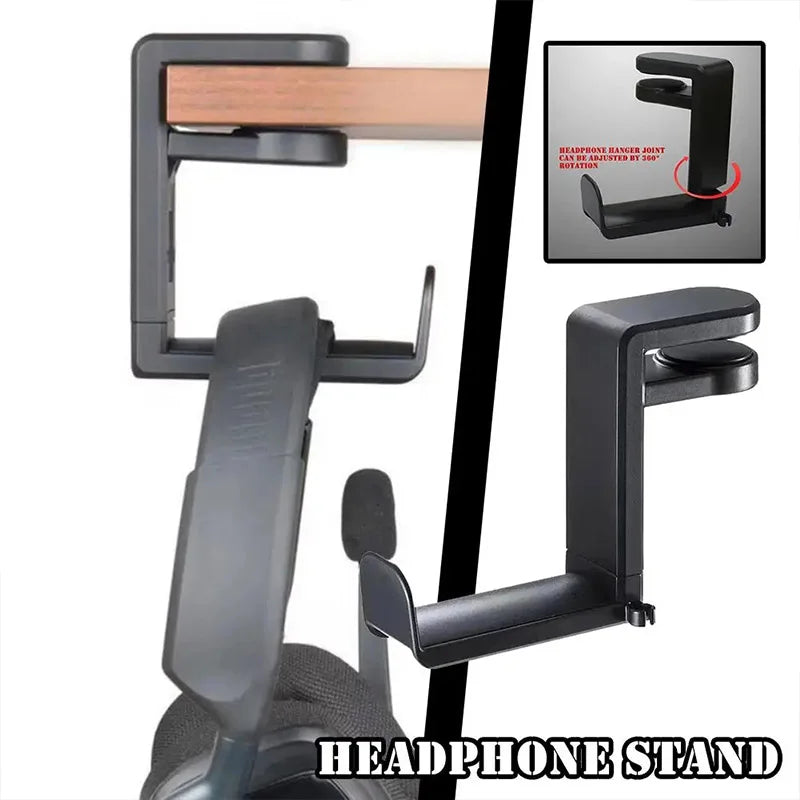 360° Rotating Headphone Stand Desktop Headset Holder PC Gaming Headset Desk Hanger Hook For Earphones Clutter Storage