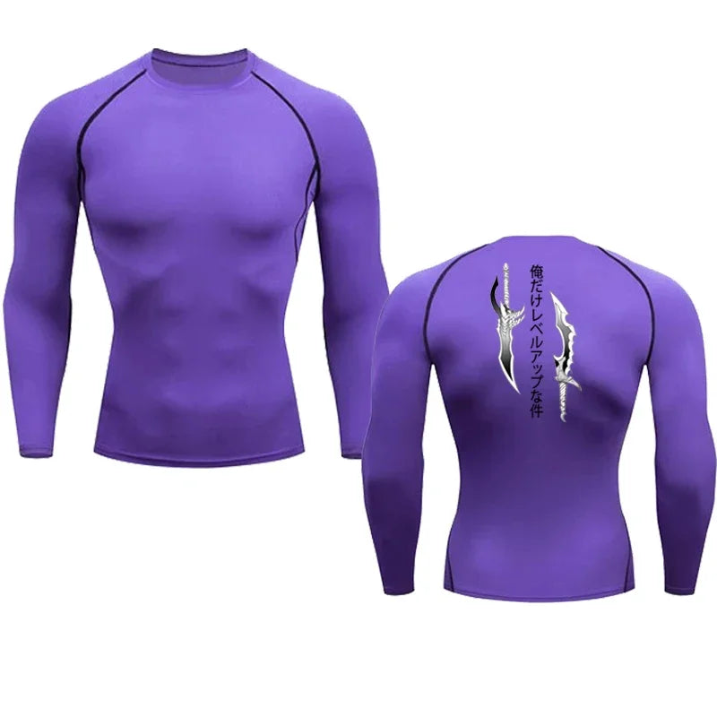 Animated Compression T Shirt Dagger Print for Men Athletic Quick Dry Tops Rash Guard Gym Workout Running Baselayers Undershirts