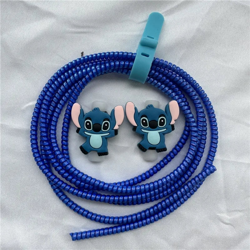 Cable Protector Set for iPhone Huawei Samsung Anti-break Spring Protection Rope Wire Cord Rope Earphone Bobbin Winder