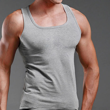 Hot Sale Mens Sport Fitness Underwaist Shirt Solid Elastic Cotton Vest Sweatshirt Tank Top Gym Fashion Jacket Cool Comfort Sexy