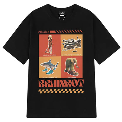 Brr Brr Patapim T Shirt Funny Italian Brainrot Meme Graphic T-shirt Men Women Summer 100% Cotton Cozy Soft O-Neck T-shirts Tops