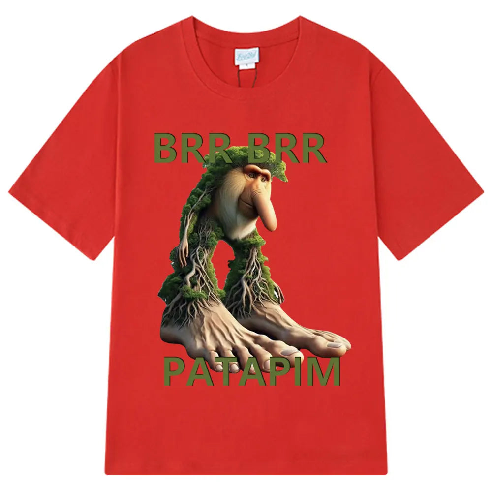 Brr Brr Patapim T Shirt Funny Italian Brainrot Meme Graphic T-shirt Men Women Summer 100% Cotton Cozy Soft O-Neck T-shirts Tops