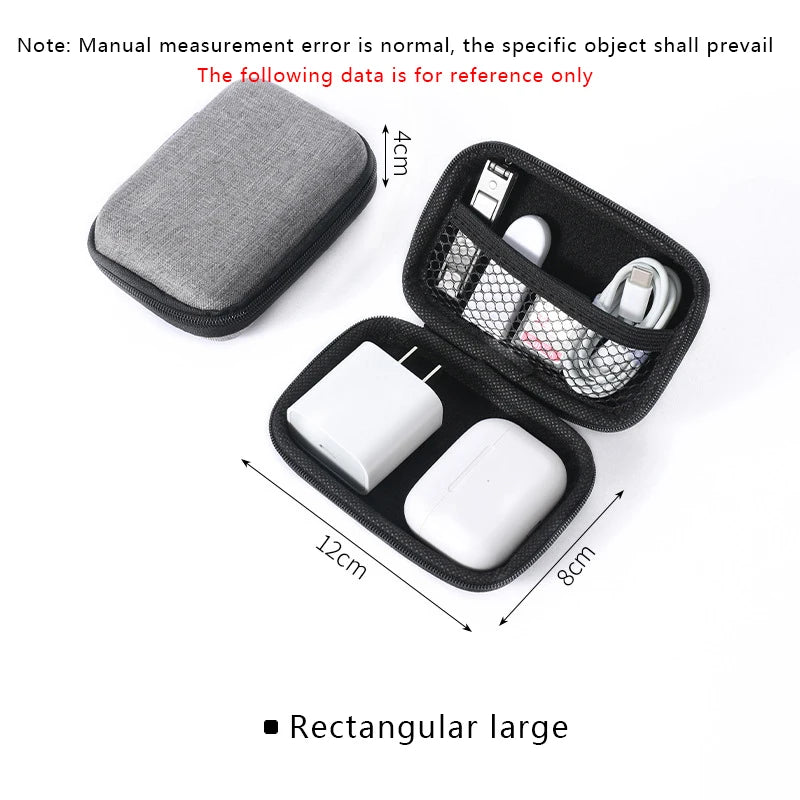Mini Square EVA Earphone Protective Box Digital Charger Headphone Storage Bag USB Data Cable Organizer Carrying Pouch
