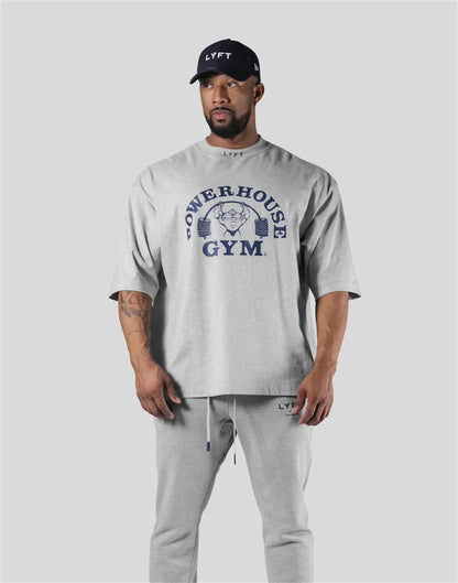 LYFT Jointly Men Running Sports Cotton T-shirt Gym Fitness Bodybuilding Loose Print Shirt Summer Male Jogging Training Tee Tops