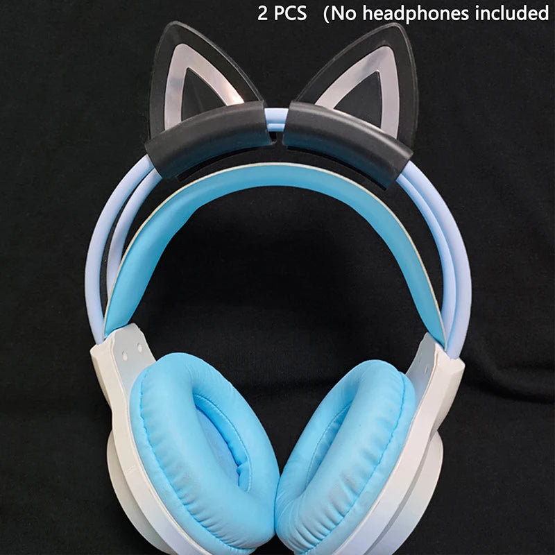 2 Pieces Cat Ear For Earphone Gaming Headsets Attachment Stereo Headset Decoration Lightweight Silicone Pendant