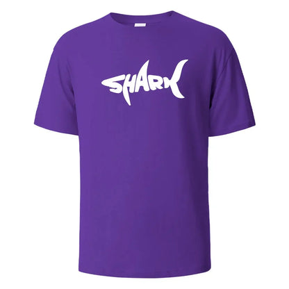 Shark Print T-Shirt 100% Cotton Summer Tees For Men Women Oversize Casual Tops