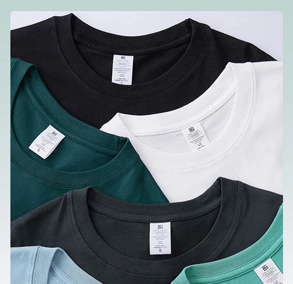 Men's 230g Heavy Cotton Short-sleeved T-shirt Men Pure Cotton Loose Solid Color Bottoming Shirt Trendy Man T-shirt Tops Clothes
