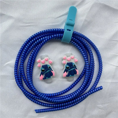 Cable Protector Set for iPhone Huawei Samsung Anti-break Spring Protection Rope Wire Cord Rope Earphone Bobbin Winder
