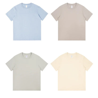 Men's 230g Heavy Cotton Short-sleeved T-shirt Men Pure Cotton Loose Solid Color Bottoming Shirt Trendy Man T-shirt Tops Clothes