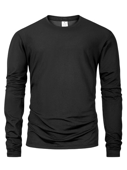 Mens Long Sleeved Casual T-Shirt Solid Color Cotton O-neck Long Sleeved High Quality Basic T-shirt Male Loose Breathable Tops