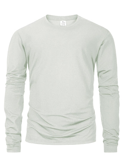 Mens Long Sleeved Casual T-Shirt Solid Color Cotton O-neck Long Sleeved High Quality Basic T-shirt Male Loose Breathable Tops