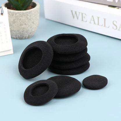 10pcs 3.5/4.5/5.5/6cm Black Foam Ear Pads Protection Thicken Sponge Replacement Cushions Covers Earphones for Headphones