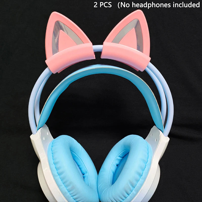2 Pieces Cat Ear For Earphone Gaming Headsets Attachment Stereo Headset Decoration Lightweight Silicone Pendant