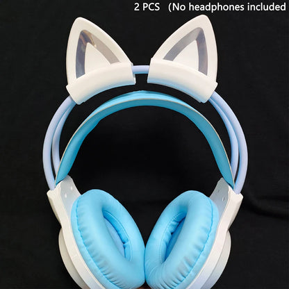 2 Pieces Cat Ear For Earphone Gaming Headsets Attachment Stereo Headset Decoration Lightweight Silicone Pendant