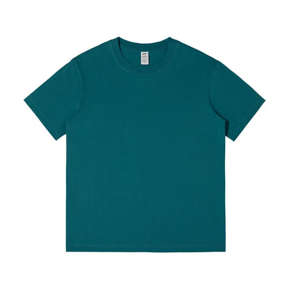 Men's 230g Heavy Cotton Short-sleeved T-shirt Men Pure Cotton Loose Solid Color Bottoming Shirt Trendy Man T-shirt Tops Clothes