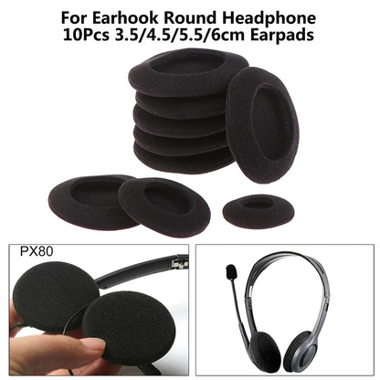 10pcs 3.5/4.5/5.5/6cm Black Foam Ear Pads Protection Thicken Sponge Replacement Cushions Covers Earphones for Headphones