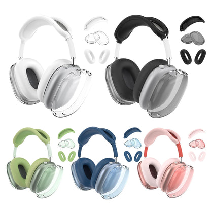 3 in 1 Silicone + TPU Case for Airpods Max Translucence Cases Wireless Headphones Cover Earphone Protective Covers Accessories