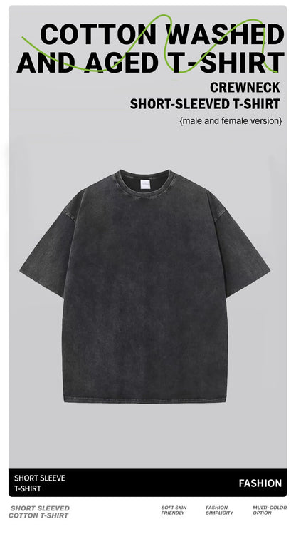 New Men's Washed Vintage T-Shirts Street Hip Hop Retro Punk T Shirt women Harajuku Casual Cotton Short Sleeve Couple TShirts top