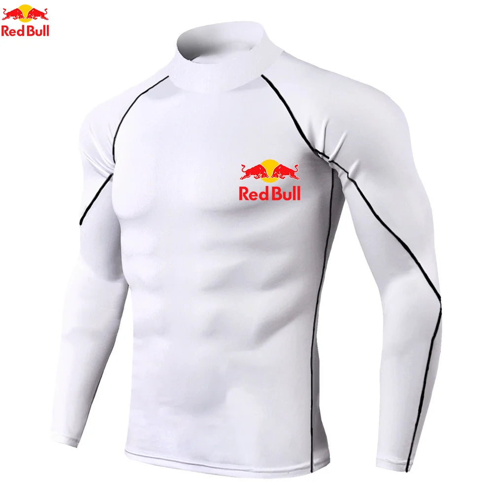 Mens Sportswear Trainning Exercise T-Shirts Compression Fitness Long Sleeve Sports Red Bull Shirts Quick Dry Tight Gym Clothing
