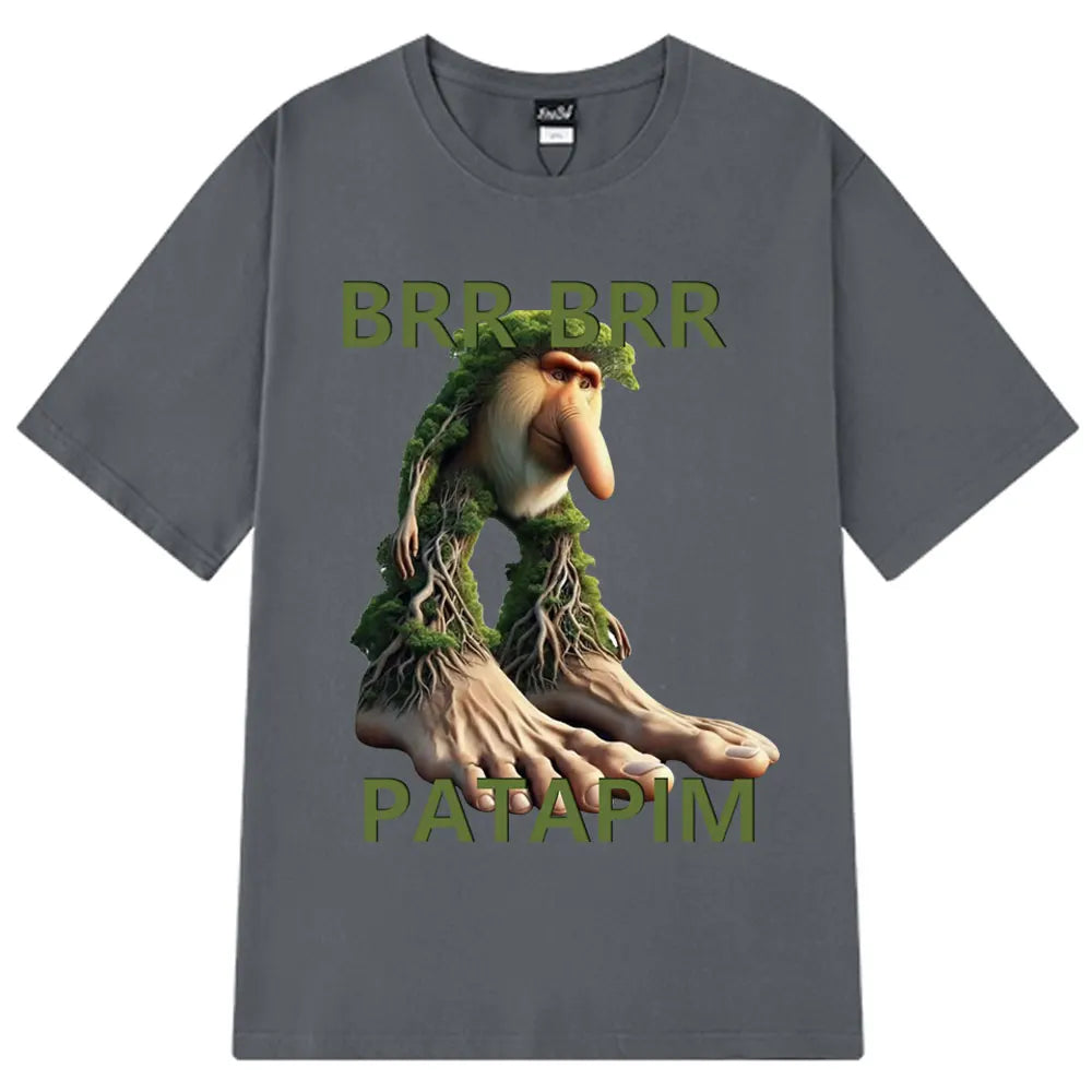 Brr Brr Patapim T Shirt Funny Italian Brainrot Meme Graphic T-shirt Men Women Summer 100% Cotton Cozy Soft O-Neck T-shirts Tops