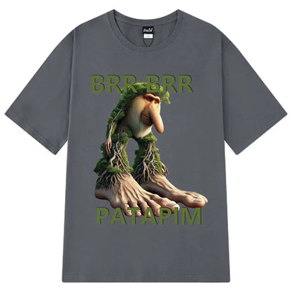 Brr Brr Patapim T Shirt Funny Italian Brainrot Meme Graphic T-shirt Men Women Summer 100% Cotton Cozy Soft O-Neck T-shirts Tops