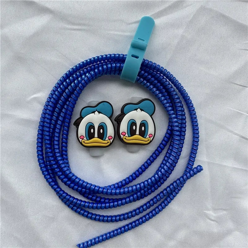 Cable Protector Set for iPhone Huawei Samsung Anti-break Spring Protection Rope Wire Cord Rope Earphone Bobbin Winder