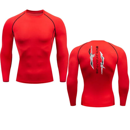 Animated Compression T Shirt Dagger Print for Men Athletic Quick Dry Tops Rash Guard Gym Workout Running Baselayers Undershirts