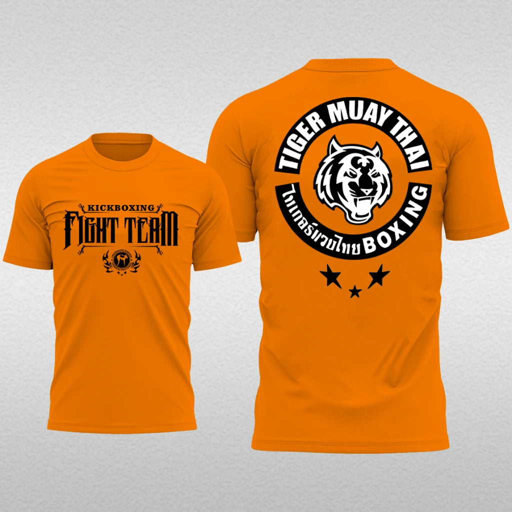 Summer Men's T-Shirt Muay Thai Running Fitness Sports Short Sleeve Outdoor Boxing Wrestling Tracksuits Breathable Men's clothing