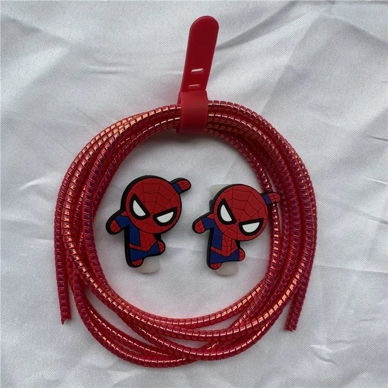 Cable Protector Set for iPhone Huawei Samsung Anti-break Spring Protection Rope Wire Cord Rope Earphone Bobbin Winder
