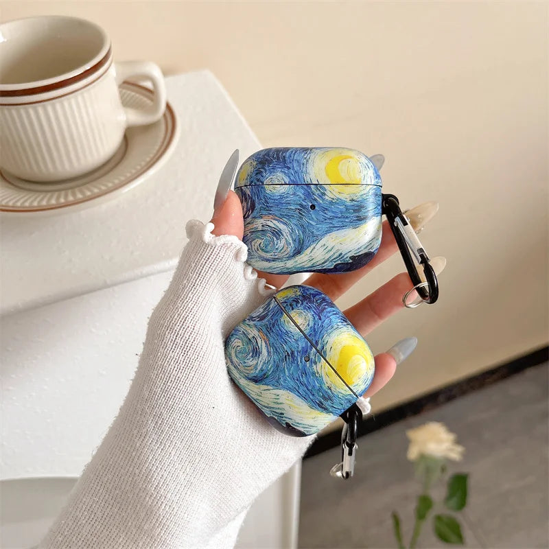 Van Gogh Oil Painting Case for AirPods 4 Cover Headphone Earphone Charging Bag Para AirPod 2 3 4 Pro Air Pods Aesthetic Designer