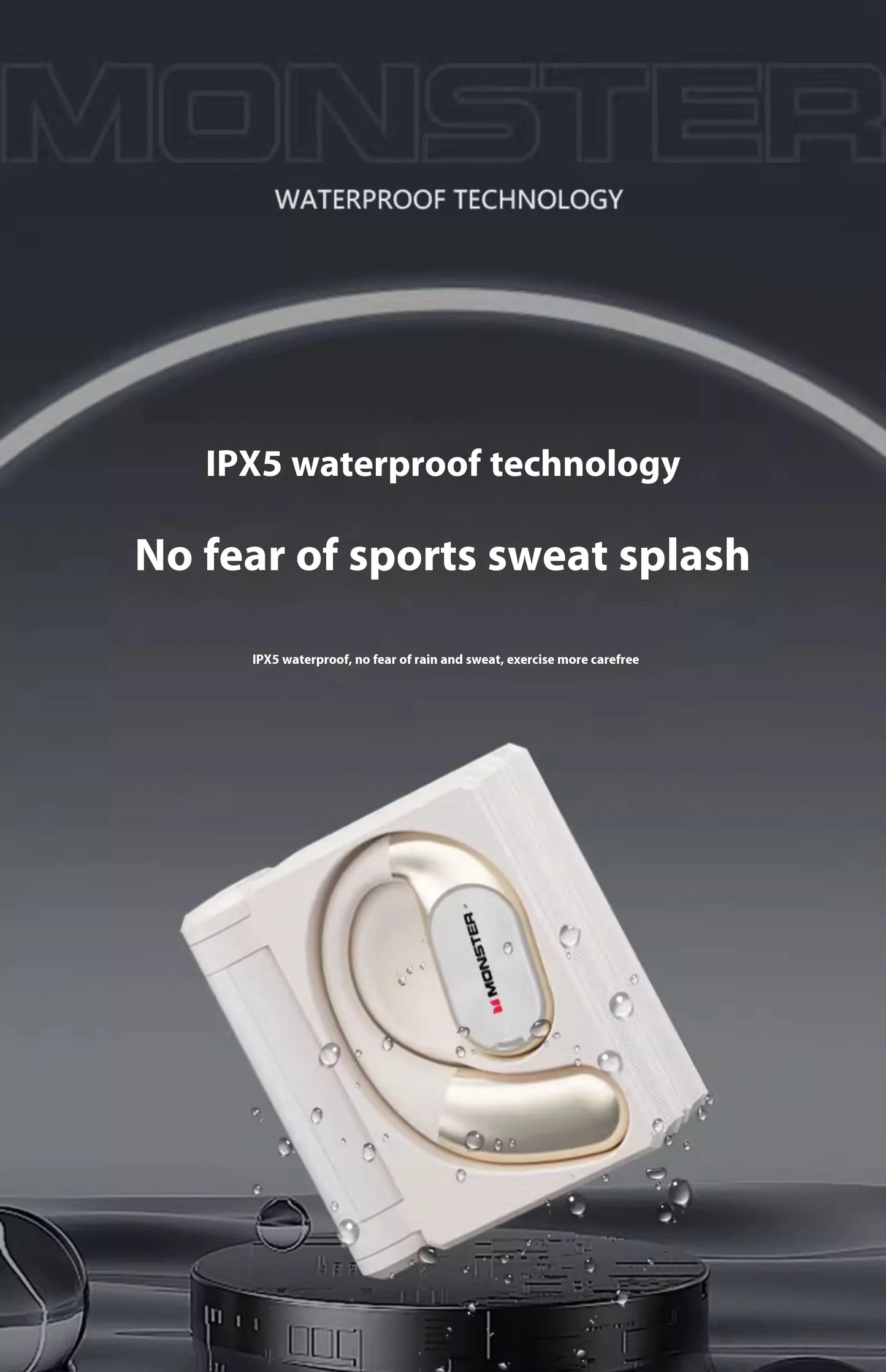 MONSTER AC530 Wireless Earphones Bone Conduction Ear Hanging Non in Ear Double Folding Ergonomics Bluetooth Sports Earphones