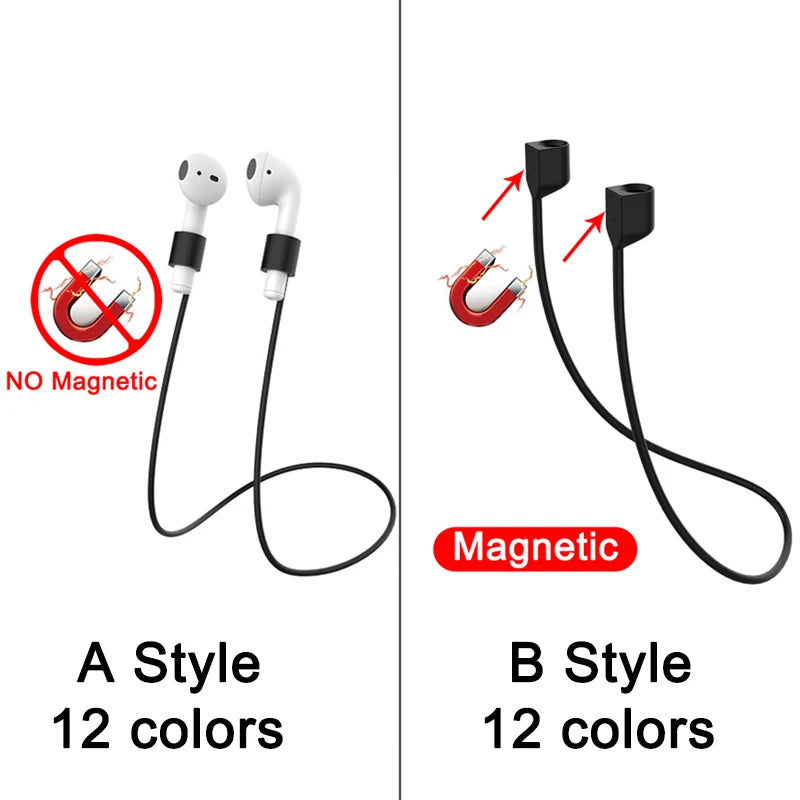 Magnetic Anti-Lost Silicone Earphone Neck Rope For AirPods 1 2 3 Pro Wireless Bluetooth Headphone Neck Strap Cord String Lanyard