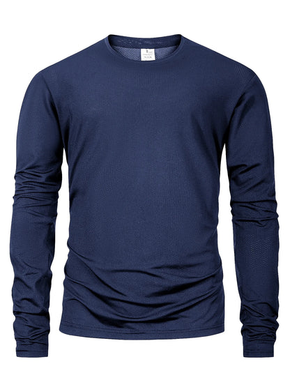 Mens Long Sleeved Casual T-Shirt Solid Color Cotton O-neck Long Sleeved High Quality Basic T-shirt Male Loose Breathable Tops