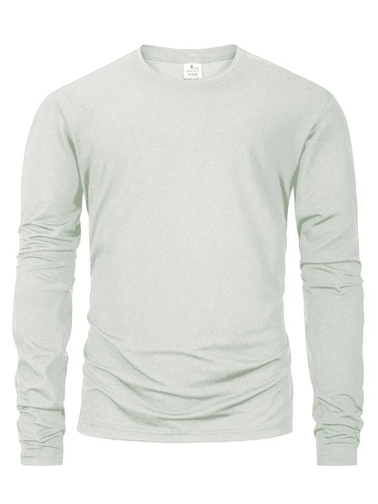 Mens Long Sleeved Casual T-Shirt Solid Color Cotton O-neck Long Sleeved High Quality Basic T-shirt Male Loose Breathable Tops