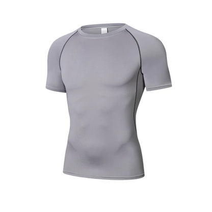 Men Compression White T-Shirts Short Sleeve Tops Tees Casual Gym T Shirt Man Quick Dry Football T Shirts Sportswear Male Clothes