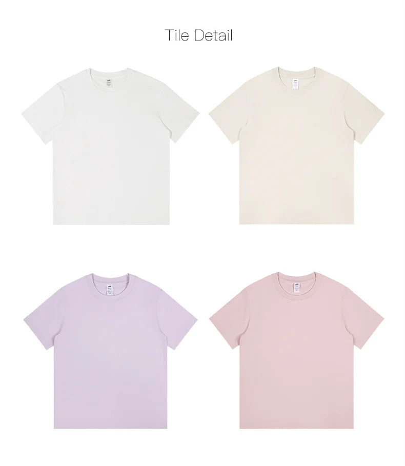 Men's 230g Heavy Cotton Short-sleeved T-shirt Men Pure Cotton Loose Solid Color Bottoming Shirt Trendy Man T-shirt Tops Clothes