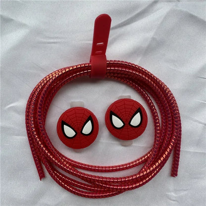 Cable Protector Set for iPhone Huawei Samsung Anti-break Spring Protection Rope Wire Cord Rope Earphone Bobbin Winder