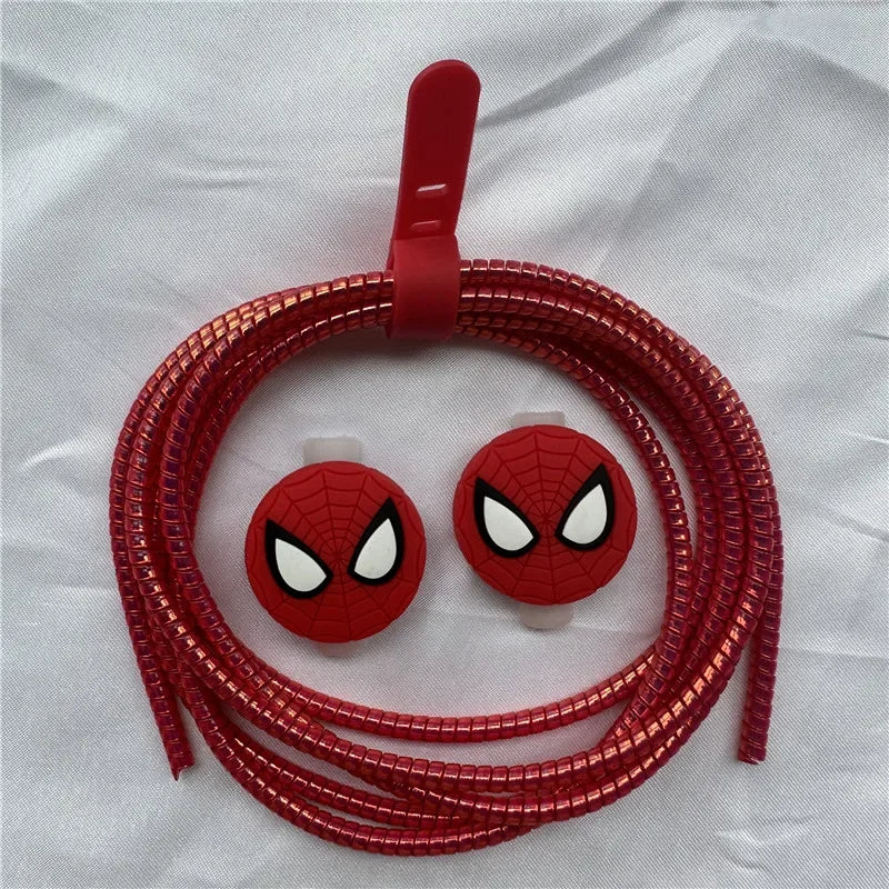 Cable Protector Set for iPhone Huawei Samsung Anti-break Spring Protection Rope Wire Cord Rope Earphone Bobbin Winder