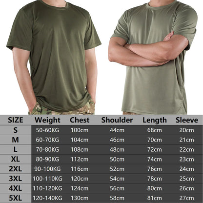 MEGE Men Tactical T Shirt Men's Quick Dry Workout Short Sleeve O-neck Quick-Drying gym T Shirts Plus Size Casual Oversized 4XL
