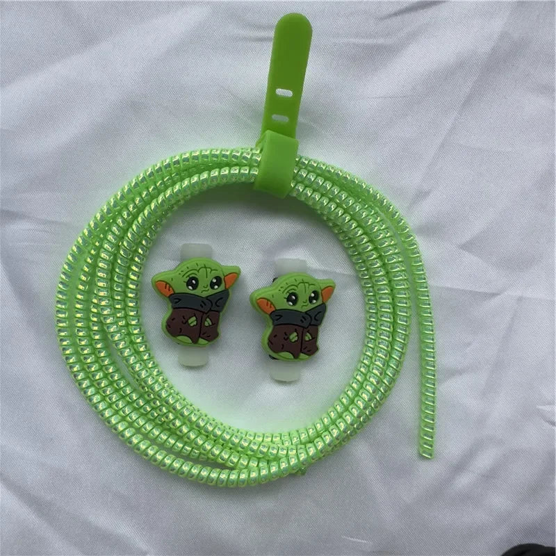 Cable Protector Set for iPhone Huawei Samsung Anti-break Spring Protection Rope Wire Cord Rope Earphone Bobbin Winder